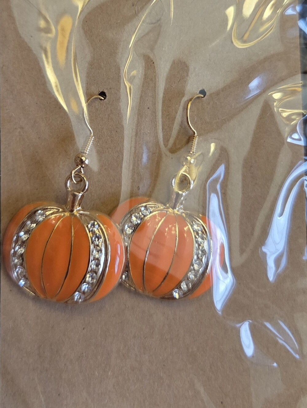 Orange Pumpkin Charm Drop Earrings
